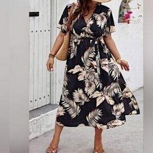 SHEIN 1X v-neck short sleeve midi dress NWOT